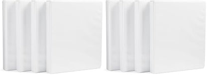 Amazon Basics 3-Ring Binder with Round Rings and Interior Pockets, 1-Inch, White, 8-Pack - size: 8-Pack