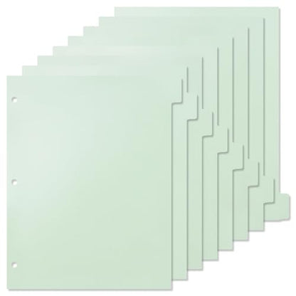 Buqoo 3 Ring Binder Dividers with 8 Tabs, Plastic Index Divider Pages -Light Green, Sturdy Binder Dividers for School, Office, Notebook, Journal & Planner (8.4"x10.9") - color: Bean Paste Green