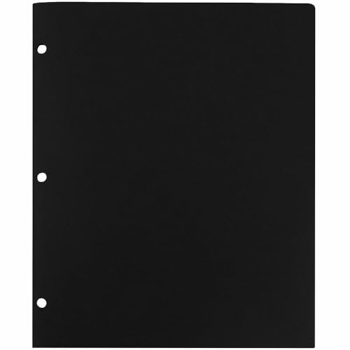 JAM PAPER Heavy Duty Plastic 3 Hole Punch Pocket Folders - Extra Tough School Folders - Black - 3/Pack - color: Black, size: 3 Per Pack