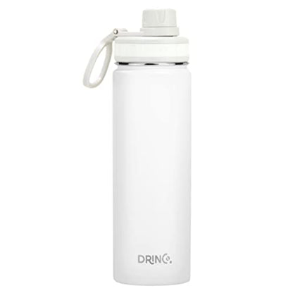 DRINCO Stainless Steel Water Bottle Spout Lid Vacuum Insulated Double Wall Water Bottle Wide Mouth (40oz 32oz 22oz 18oz 14oz) Leak Proof Keeps Cold or Hot (22 oz, 22oz Artic White) - color: 22oz Artic White, size: 22 Ounces
