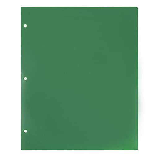 JAM PAPER Heavy Duty Plastic 3 Hole Punch Pocket Folders - Extra Tough School Folders - Green - 6/Pack - color: Green, size: 6 Per Pack
