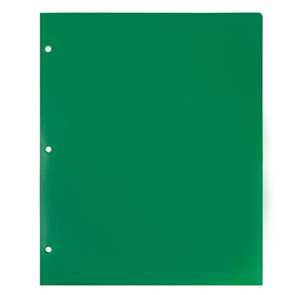 JAM PAPER Heavy Duty Plastic 3 Hole Punch Pocket Folders - Extra Tough School Folders - Green - 6/Pack - color: Green, size: 6 Per Pack