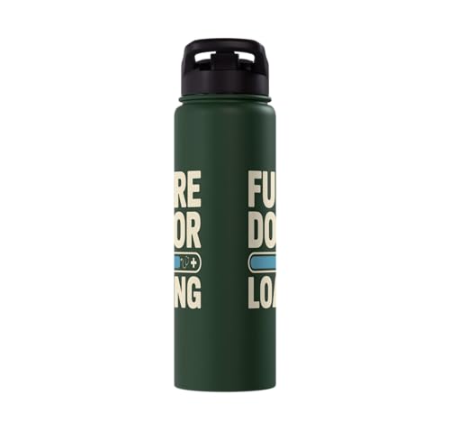 Future Doctor Loading Med Student Progress Bar Stainless Steel Insulated Water Bottle - color: Dark Green