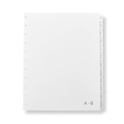 Levenger Circa A-Z Tab Dividers – Letter Size, Set of 12, Durable Plastic Index Tabs for Disc-Bound Notebooks, Alphabetical Organization, Refillable, Compatible with Circa Notebooks