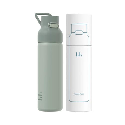24oz Insulated Water Bottle, 316L Stainless Steel Double Wall Vacuum Bottle, Keeps Drinks Cold or Warm, Leakproof One-Handed Flip Lid for Gym, Office, Travel & Daily Use (1 Pack) - color: Teal