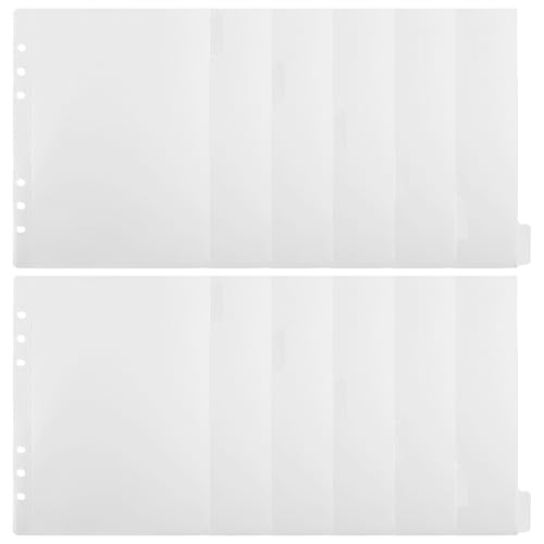 2 Pack A5 Pocket Dividers for 6 Ring Binder with 6 Tabs, Clear Side Open Organizer Sleeves for Cash, Cards, Photos - size: A5