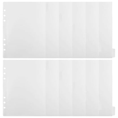 2 Pack A5 Pocket Dividers for 6 Ring Binder with 6 Tabs, Clear Side Open Organizer Sleeves for Cash, Cards, Photos - size: A5