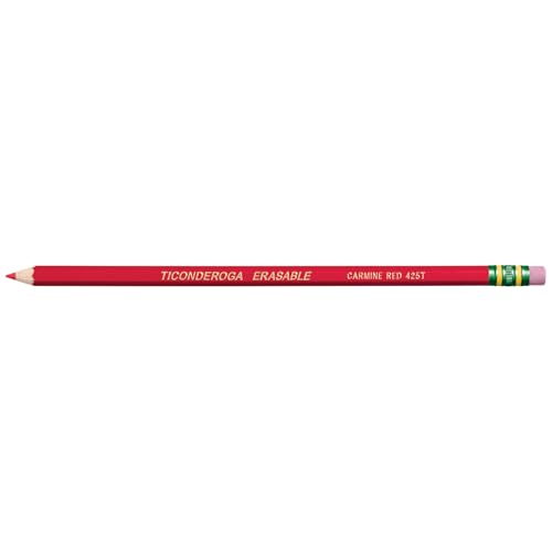 Ticonderoga Erasable Checking Wood-Cased Pencils, Pre-Sharpened, Red, 12 Count - style: 12 Count, Red