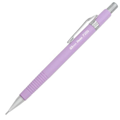 Pentel P205-97C Mechanical Automatic Pencil - Pastel Floral Range - Single + 12 Hi-Polymer HB 0.5mm Refill Leads + Z2-1N Eraser Refills Tube of 4 (Pastel Purple) - color: Pastel Purple