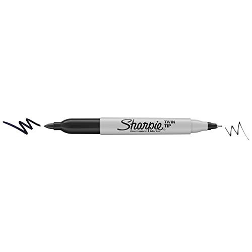 Sharpie Twin Tip Permanent Markers, Fine and Ultra Fine, Black, 4 Count