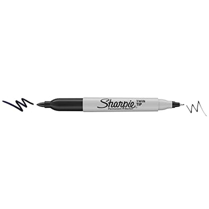 Sharpie Twin Tip Permanent Markers, Fine and Ultra Fine, Black, 4 Count