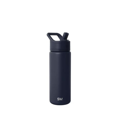 Simple Modern Kids Water Bottle with Straw Lid Vacuum Insulated Stainless Steel Metal Thermos Bottles | Reusable Leak Proof BPA-Free Flask for School | Summit Collection | 18oz, Deep Ocean Navy Blue - color: -Deep Ocean, style: 18oz