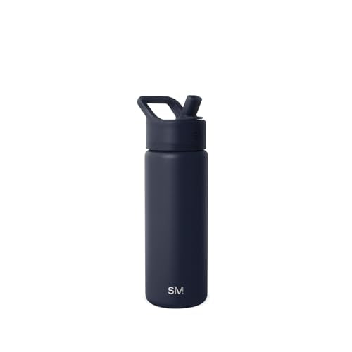 Simple Modern Kids Water Bottle with Straw Lid Vacuum Insulated Stainless Steel Metal Thermos Bottles | Reusable Leak Proof BPA-Free Flask for School | Summit Collection | 18oz, Deep Ocean Navy Blue - color: -Deep Ocean, style: 18oz