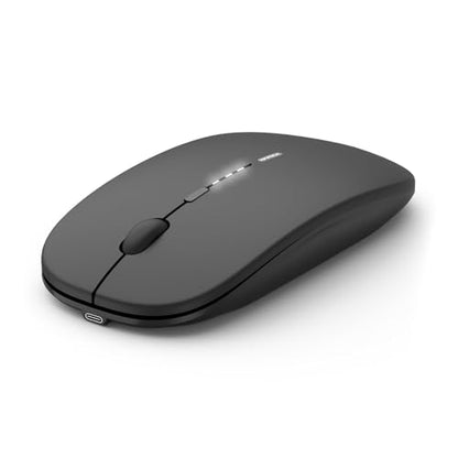 Wireless Mouse Rechargeable, 2.4G Silent Ultra Slim Portable Mouse,4 Adjustable DPI 800/1000/1200/1600 Quiet Click Cordless Mouse for Laptop PC Computer-Black