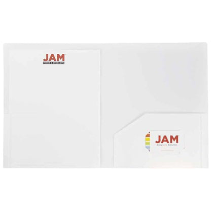 JAM PAPER Heavy Duty Plastic 2 Pocket Extra Tough School Folders - White - 3/Pack - color: White, size: 3 Per Pack