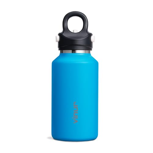 Vinur Small Water Bottle 12 oz Stainless Steel Leak Proof Water Bottle for School, Reusable Insulated Water Flask with Push Button Lid | Leak Proof | One-Hand Operation, Sky Blue - color: Sky Blue, size: 12 Ounces