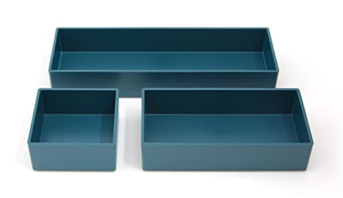 TRU RED Plastic Drawer Organizer Set, 3‑Piece, 9/Carton – Modular Desk & Drawer Storage for Office Supplies