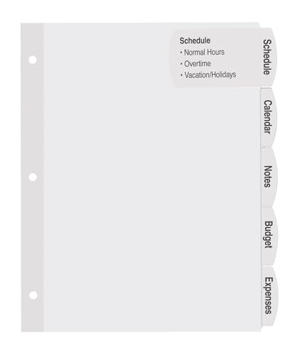 Avery Big Tab Printable White Label Dividers with Easy Peel, 5 Tabs, 1 Set (14436) - size: One Size, style: 1 Set