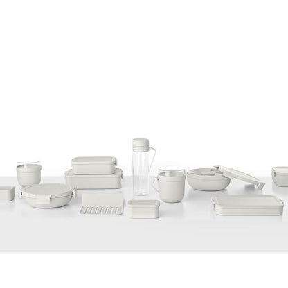 Brabantia Make & Take Bento Lunch Box (Light Gray) 2 Compartments & Lidded Pot, Lift-Out Tray Divider, BPA-Free, Airtight Snap Locks, Microwave & Freezer Safe, Travel Meal Prep Container, 68oz - color: Light Gray, style: Bento Lunch Box