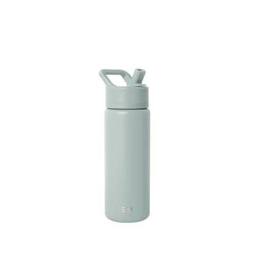 Simple Modern Kids Water Bottle with Straw Lid Vacuum Insulated Stainless Steel Metal Thermos Bottles | Reusable Leak Proof BPA-Free Flask for School | Summit Collection | 18oz, Sea Glass Sage - color: -Sea Glass Sage, style: 18oz