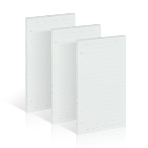 MultiBey A6 Refill Paper, 3-Pack Lined Refillable Paper, 6 Hole Filler Inserts for A6 Ring Binder, 100GSM Loose Leaf Papers 135 Sheets (270 Pages), 6.8x3.7inch - color: Lined Paper, size: A6
