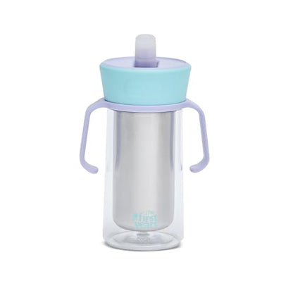 The First Years CoolCore Stainless Steel Straw Cup - Insulated Leak Proof Sippy Cup Trainer Converts to Toddler Water Bottle - Pop to Sip Design with Improved Flow - Light Blue/Light Purple - 8 Ounces - color: Light Blue/Light Purple