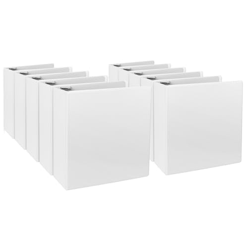 CIXILDTS 3-Inch 3 Ring Binder, Standard 3" Slant-D Ring Binder Fit Letter Size Paper, Presentation View Binders, White, 10-Pack - color: White, size: 3", style: 10-Pack