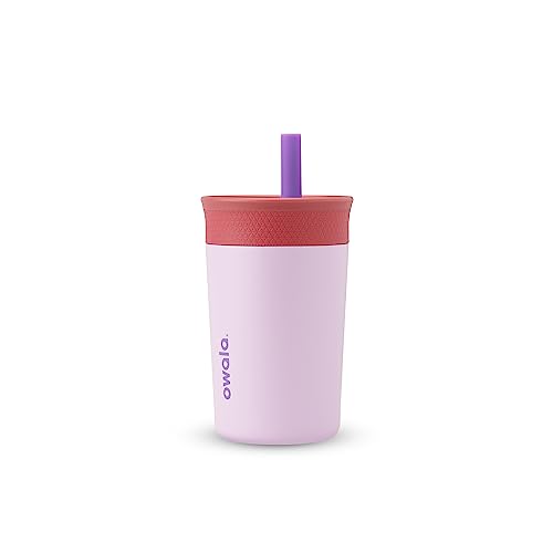Owala Kids Insulation Stainless Steel Tumbler with Spill Resistant Flexible Straw, Easy to Clean, Kids Water Bottle, Great for Travel, Dishwasher Safe, 12 Oz, Pink and Purple (Lilac Rocket) - color: Lilac Rocket, size: 12 Ounces