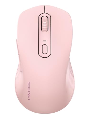TECKNET Bluetooth Mouse, [ USB + BT1 + BT2 ] Wireless Mouse for Laptop, Silent Click, Ergonomic Design, 4800 DPI Computer Mice Wireless, Dual Mode for Laptop, Computer, iPad, MacBook - color: Pink