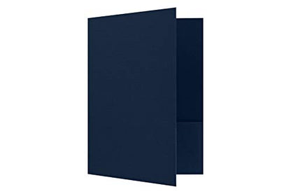 LUXPaper 9" x 12" Presentation Folders | Two Pocket | Nautical Blue Linen | 100lb. Cover | 10 Qty - color: Dark Blue Linen