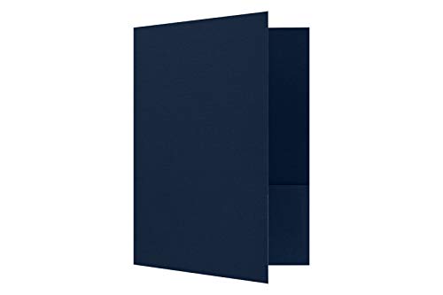 LUXPaper 9" x 12" Presentation Folders | Two Pocket | Nautical Blue Linen | 100lb. Cover | 10 Qty - color: Dark Blue Linen