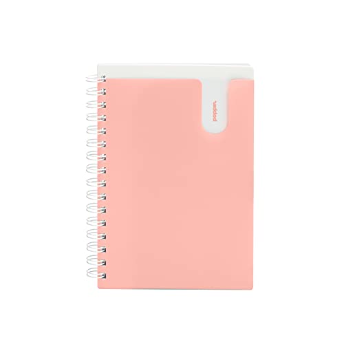 Poppin Small Spiral Notebook, 6" x 8.5" College Ruled Notebook, Translucent Front Cover Pocket for Added Storage, 80 Sheets, Easy Tear Pages (Blush Pink, Small Notebook) - color: Blush Pink, size: Small