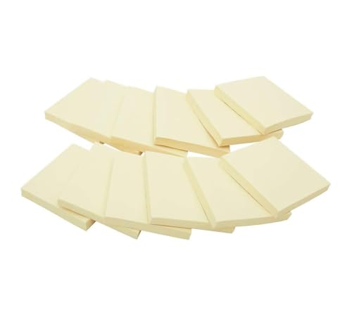 Staples Sticky Notes, 3" x 3", Yellow, Recycled Paper, 1200 Sheets – Eco‑Friendly Self‑Stick Notes for Home, School & Office - size: 3'' x 3'', style: 12 Pack