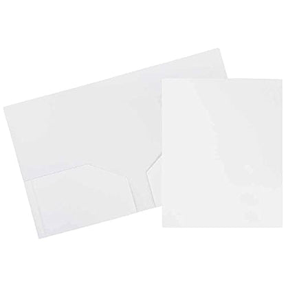 JAM PAPER Heavy Duty Plastic 2 Pocket Extra Tough School Folders - White - 6/Pack - color: White, size: 6 Per Pack