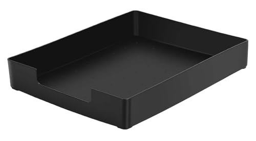 Letter-Size Tray, Desk Drawer Organizer for A4 Paper, Black | Stackable plastic paper tray, fits A4 & letter. Desktop file organizer for office, school, home use. space-saving. - color: Black