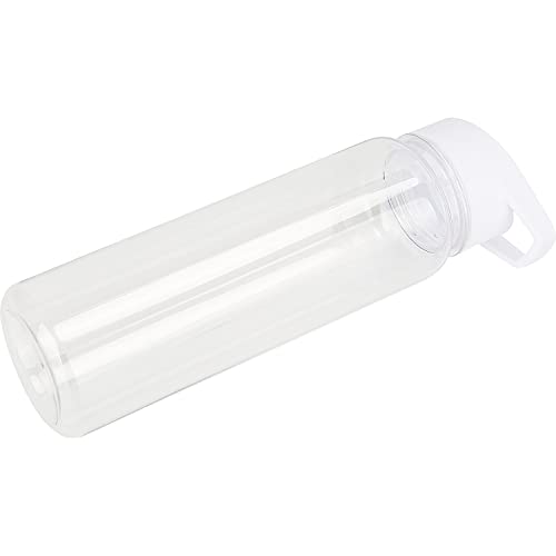 Tritan Clear Water Bottle With Straw | No Markings BPA Free 24 oz Sports Water Bottle | Leak Proof Re-Usable Flip Top Plastic Drinks Bottles for School, Office, Gym, Cycling (Clear-Straw-24oz) - color: Clear-Straw-24oz