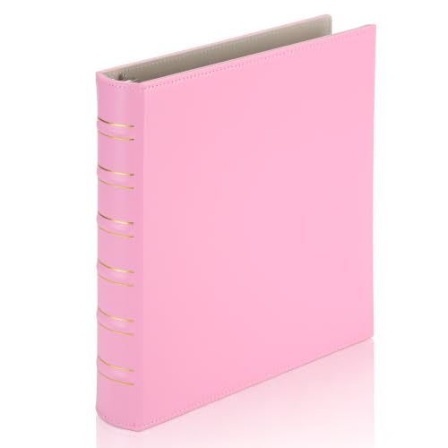 LETVPVOW Vintage Hardback 3 Ring Binder 1 Inch, Professional Leather Binders 1 Inch D Ring, Holds 200 Sheets Capacity - Pink - color: Pink, size: 1 Inch