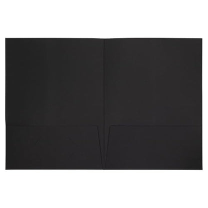 LUXPaper 9" x 12" Presentation Folders | Two Pocket | Black Linen | 100lb. Cover | 10 Qty - color: Black Linen