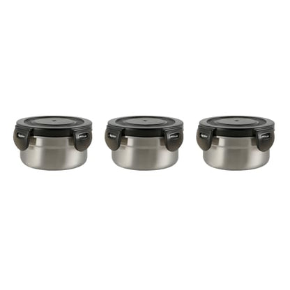 [3 Pack 4 Oz Small Condiment & Dip Containers with Leakproof Lids, Reusable Stainless Steel Bento Box Sauce Cups for Lunches, Picnics & Kitchen Storage (3PCS) - size: 3PCS