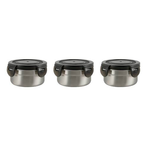 [3 Pack 4 Oz Small Condiment & Dip Containers with Leakproof Lids, Reusable Stainless Steel Bento Box Sauce Cups for Lunches, Picnics & Kitchen Storage (3PCS) - size: 3PCS