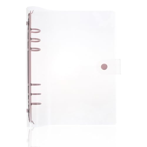 Zerodeko A5 Pink Loose Leaf Binder with PVC Soft Cover, 3-Ring Mini Binder Clips, Flexible Book Rings Organizer for School, Office, and Personal Notes