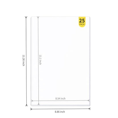 25-Pack 8.5 x 11 Inch Document-Toploaders - Premium Document Topload Holders, Crystal Clear Document Top loaders, Hard Plastic Page Sheet Protectors for Photos, Prints, Menu Covers and Work Papers - size: 25ct 8.5" x 11" Document Toploader
