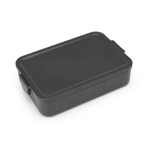 Brabantia Make & Take Large Lunch Box (Dark Gray) BPA-Free, Airtight Snap Locks, Microwave & Freezer Safe, Travel Meal Prep Container, 68oz - color: Dark Gray, style: Large Lunch Box