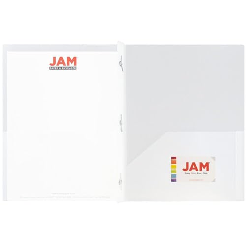 JAM PAPER Plastic Color Pop Folders - 2 Pocket Durable Folders with Metal Prongs Fastener Clasps - Clear - 3/Pack - color: Clear, size: 3 Per Pack