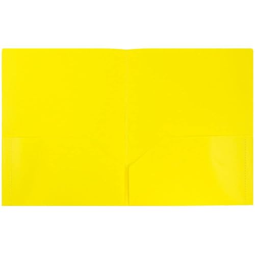 JAM PAPER Plastic 2 Pocket POP Folders - Durable School Folders - Yellow - 6/Pack - color: Yellow, size: 6 Per Pack