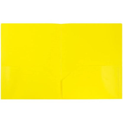 JAM PAPER Plastic 2 Pocket POP Folders - Durable School Folders - Yellow - 6/Pack - color: Yellow, size: 6 Per Pack