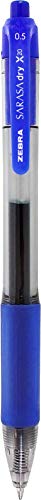 Zebra Pen Sarasa Dry X20 Retractable Gel Pens, 0.5mm, Blue Ink, 12 Count | Rapid Fast Ink Technology Eliminates Smudging and Smearing in Seconds, Ideal for Left-Handed, Medium Point (46720) - color: Blue
