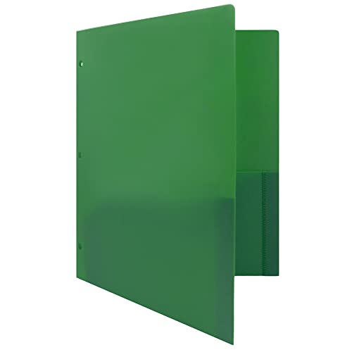 JAM PAPER Heavy Duty Plastic 3 Hole Punch Pocket Folders - Extra Tough School Folders - Green - 6/Pack - color: Green, size: 6 Per Pack