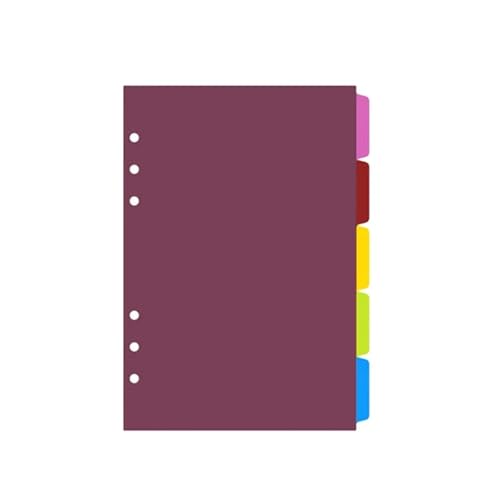 4Set 5pcs/Set A5 Loose Leaf Spiral Binder Index Separator PP Colorful 6 Hole Page Dividers for Diary Book Students Stationery Gifts