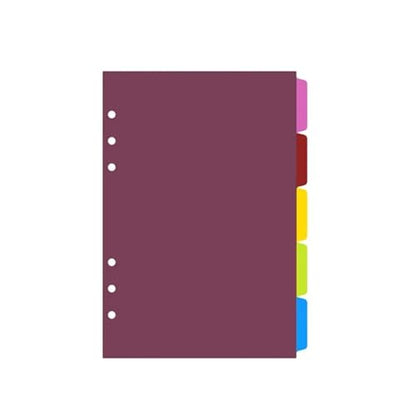 4Set 5pcs/Set A5 Loose Leaf Spiral Binder Index Separator PP Colorful 6 Hole Page Dividers for Diary Book Students Stationery Gifts